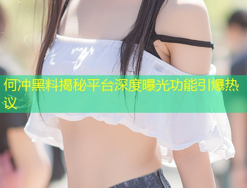 何冲黑料揭秘平台深度曝光功能引爆热议
