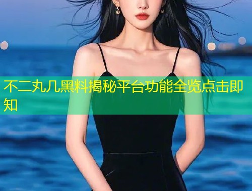 不二丸几黑料揭秘平台功能全览点击即知